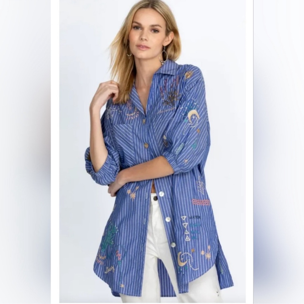 Johnny Was Blue Sezane Weekend Oversized Tunic Size: S